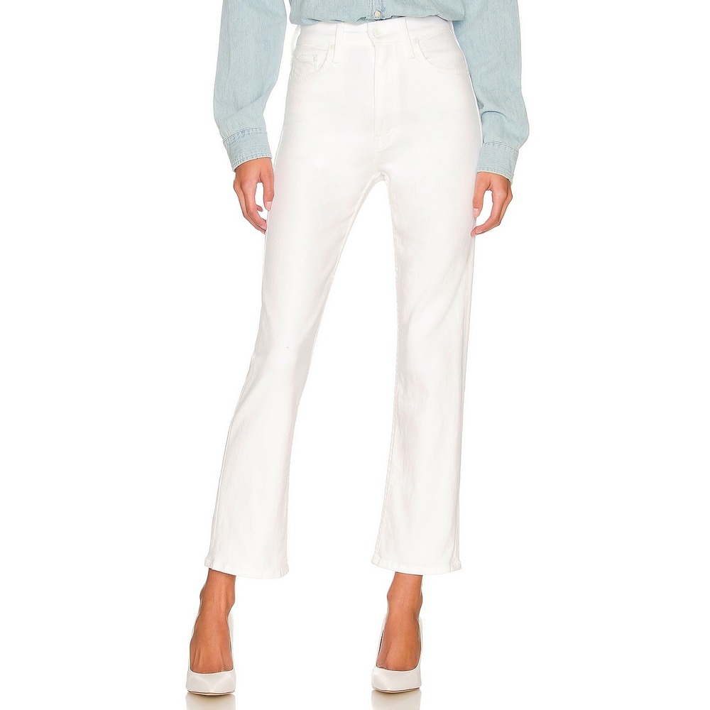 Mother High Waisted Rider Ankle Straight Leg Jeans White Denim Pants Womens 29